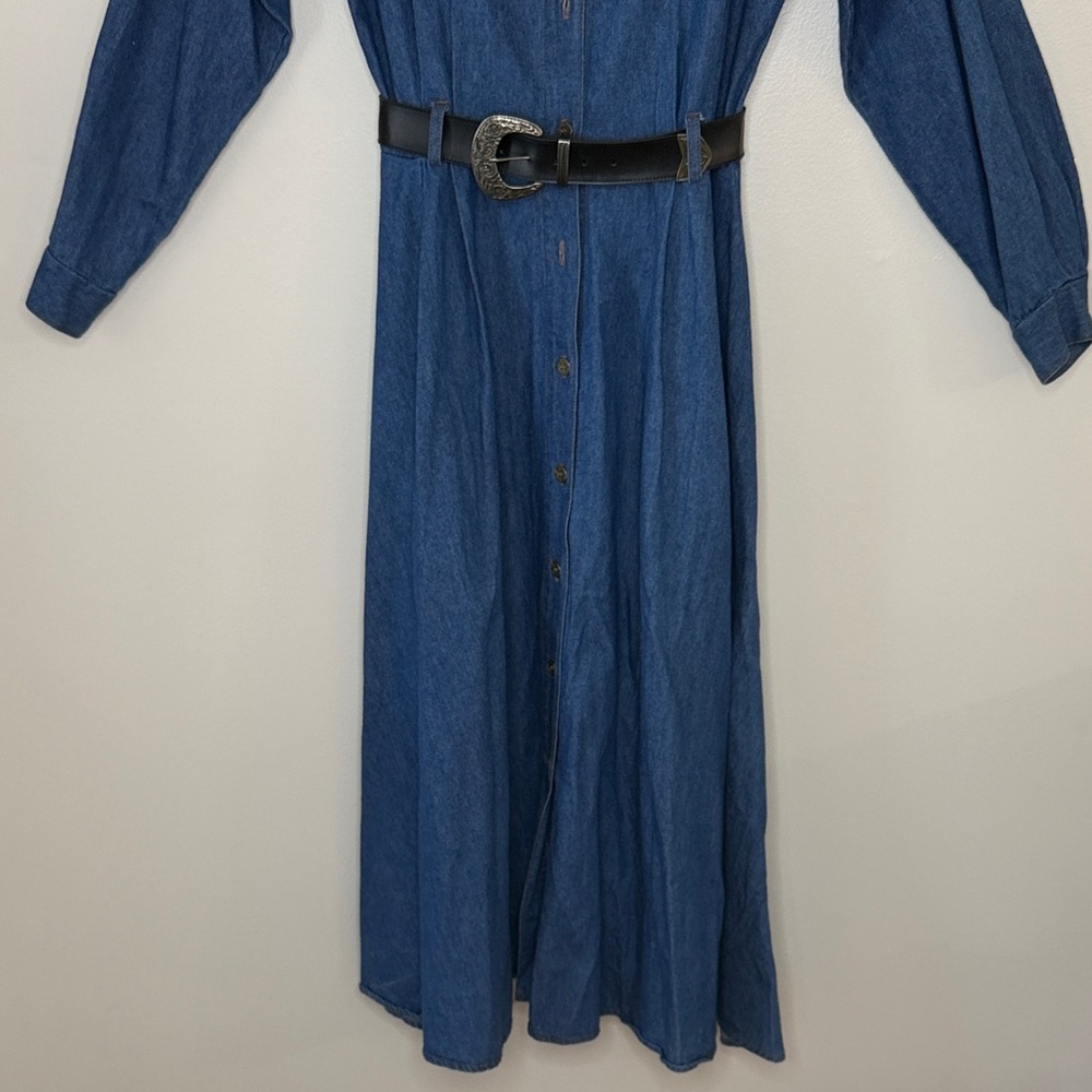 Chorus Blue Denim Western Long Sleeve Cotton Blend Dress Size 10 - Picture 4 of 8